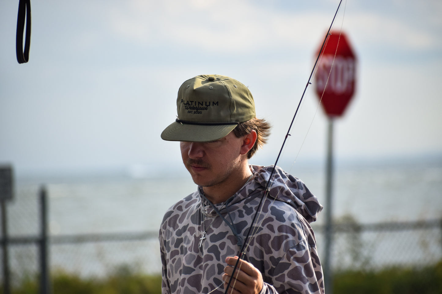 Platinum Waterfowl Cursive logo -Loden/Black Rope Hat