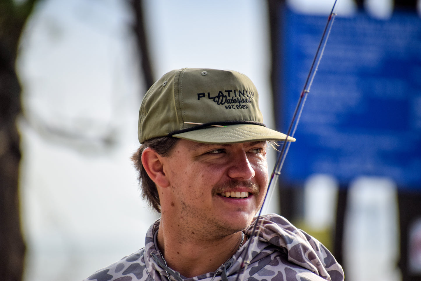 Platinum Waterfowl Cursive logo -Loden/Black Rope Hat