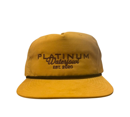 Platinum Waterfowl cursive logo - Yellow Richardson Rope hat